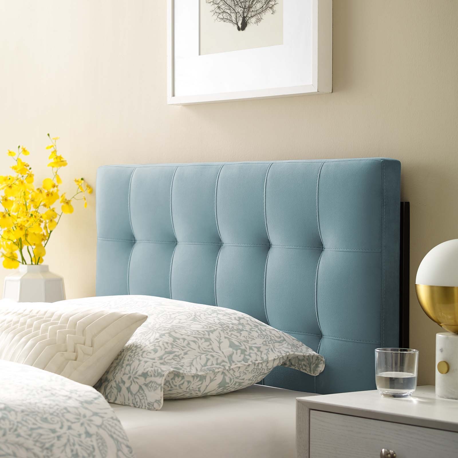 Primary image for Lily Biscuit Tufted Twin Performance Velvet Headboard Light Blue MOD-6118-LBU