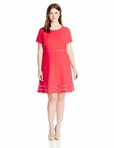 Lark &amp; Ro Womens Modern Stretch Fit And Flare Dress Asst Sizes Color Red - £9.58 GBP