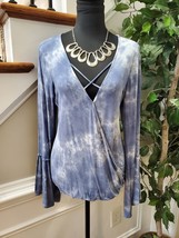 American Eagle Women Blue Viscose V-Neck Long Sleeve Casual Top Shirt  Medium - £27.53 GBP