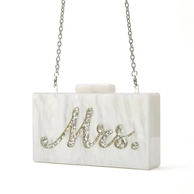 Letter Wifey Vintage Handmade Acrylic Purse Box Clutches Name Shoulder B... - £54.64 GBP
