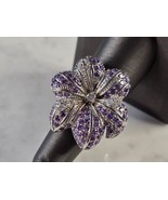Womens Estate Sterling Silver Multi Stone Flower Ring 15.8g E1774 - €68,82 EUR