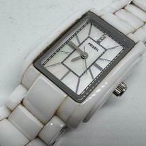 Fossil Quartz Watch CE-1026 Women 50m White Ceramic Rectangle New Battery 6.25&quot; - $35.14