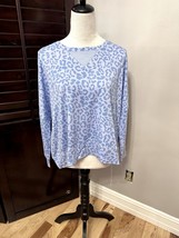 Honeydew Womens Top Purple Blue Leopard Print Long Sleeve Pullover XS New - $13.99