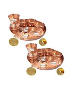 Set of 2 Prisha India Craft Indian Dinnerware Pure Copper Thali Set Dia ... - £118.63 GBP