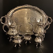 Wallace Baroque Antique Tea &amp; Coffee Full Serving SET of 6 Silver on Copper EXC - $540.41