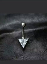 Simulated Diamond Piercing triangle Belly Navel Belly Button 14k Gold Plated - £83.75 GBP