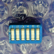 AMP 6 Position DIP Switch Rocker Blue 3-435640-7 (LOT of 5)  w/protective cover - $6.70