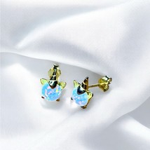  14 K Gold Plated &amp; Opal Unicorn Earrings New - $21.56