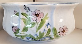 N. S. Gustin Co. Pottery Hand Decorated Made In USA Floral Blue Bowl Pla... - £44.78 GBP