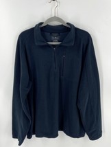 LL Bean Mens Fleece Sweater Size XL Navy Blue Quarter Zip Pullover Solid - £23.40 GBP