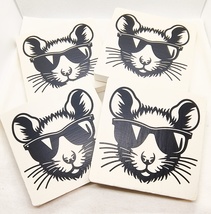 Hand Painted Cool Fancy Rat with Sunglasses Coaster Set - Set of 4 - Hom... - $15.00