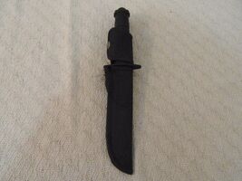 Columbia Shuang Rong Company Black 6&quot; Blade Rubber Handle Knife &amp; Sheath... - $14.56