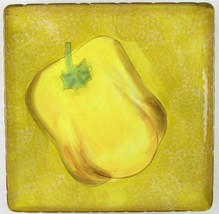 Clay Art Terra Toscana Yellow Pepper 8-3/4&quot; Square Yellow/Brown Rim Sala... - $13.99