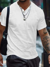 Men&#39;s Full Size Button Henley Collar Polo Shirt Plus Size - $18.44
