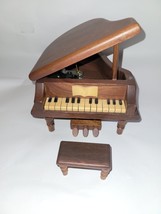 Box Music Vintage Wooden Movement Manual Hand Brown Piano SANKYO Made In Japan - £40.83 GBP