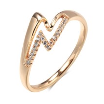 Hot Minimalist Style 585 Rose Gold Ring Natural Zircon Geometric lightning Ring  - £7.12 GBP