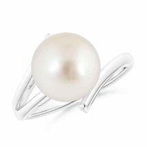 ANGARA Solitaire South Sea Pearl Bypass Split Shank Ring for Women in 14K Gold - £697.11 GBP