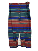 Vintage 70s Maxi Skirt Bodycon Colorful Stripe High Rise Slit Button Front 4 6 u - £16.29 GBP