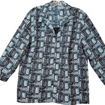 Notations Black Blue Shirt Preppy Blouse Button Up 3/4 Sleeves Women Size XL Top - £7.37 GBP