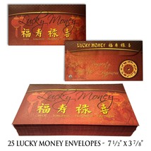 LUCKY MONEY Red Gold Envelope Chinese Lunar New Year Bill Gift Currency - QTY 25 - £8.10 GBP