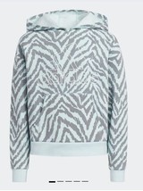 Girl&#39;s Adidas All over Print Fleece Hoodie in Halo Mint Green, size L (14) Nwot - £15.82 GBP
