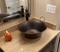 16&quot; Round Copper Cazo Vessel Bath Sink with Faucet &amp; Drain - $299.95