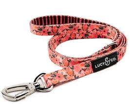 Lucy &amp; Co. Orange Floral Dog Leash Small 60" Padded Handle Quick Lock  NEW - $11.85