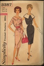 1960s Size 16 Dress Detachable Collar Simplicity 3387 Pattern Sheath Vin... - $6.99