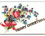 Roses and Violet Flowers Merry Christmas Micah Glitter DB Postcard U11 - $3.91