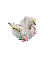 Vintage Lefton Pink Porcelain Swan Flower Frog With Applied Flower Gold ... - £31.13 GBP