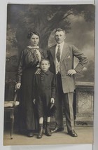 RPPC Early 1900s Family Portrait Darling young boy Handsome Father Postcard Q8 - £6.35 GBP