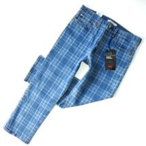 NWT Levi&#39;s Wedgie Straight in Jive Chill Plaid Stretch Denim Crop Jeans 26 $98 - £39.08 GBP