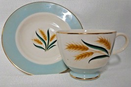 International D.S. Co Alliance OH Blue Viking Wheat Cup &amp; Saucer Set Vintage - £7.98 GBP