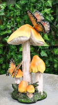 Enchanted Fairy Garden Yellow Toadstool Mushrooms Monarch Butterflies Fi... - $39.99