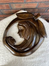 Vintage Hand Carved Wood Mother Child Large Wall Hanging 15&quot; x 11-1/2&quot; MCM - £21.97 GBP