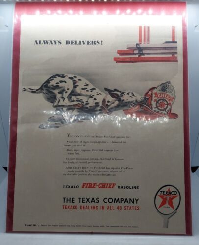 Primary image for Original 1947 Magazine Print Ad TEXACO CHIEF Fire-Chief Dalmatian 