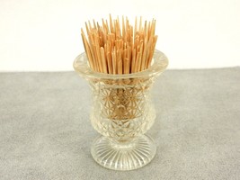 Footed Urn Clear Glass Toothpick Holder, Daisy &amp; Button, L.E. Smith, TPK-473 - £7.66 GBP