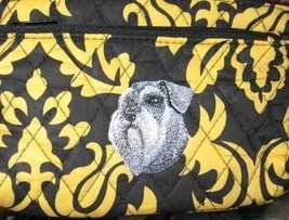 Quilted Fabric SCHNAUZER Dog Breed Damask Zipper Pouch Cosmetic Bag - £9.47 GBP