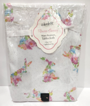 Easter Colordrift Floral Bunny Rabbit Fabric Polyester Tablecloth 70" Round - $32.66