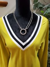 Soho Women&#39;s Yellow Polyester V-Neck Long Sleeve Knee Length Dress Size Small - £21.97 GBP