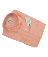 NEW $145 Hickey Freeman Linen &amp; Cotton Shirt!  M  Orange  *Short Sleeved* - £53.90 GBP