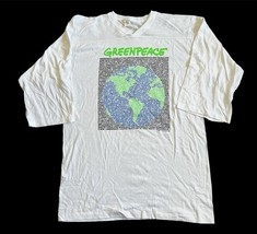 VTG Green Peace Jersey Sz XL LS Shirt 3/4 Sleeves 1989 Made In USA Deads... - $19.75