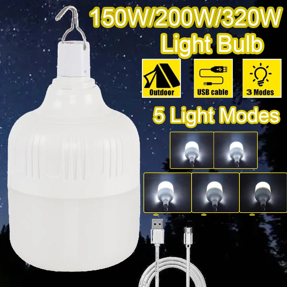 Ghting modes hanging tent light emergency flashlight led usb rechargeable night fishing thumb200