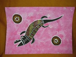 AUS-24 Crocodile pink Australian Native Aboriginal PAINTING Artwork T Morgan - £51.03 GBP