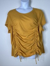 Lane Bryant Womens Plus Size 26/38 (3X) Yellow Tie Ruched Top Short Sleeve - £13.13 GBP