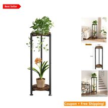 Durable Black Iron Plant Stand - 2-Tier Storage for Vibrant Potted Flowers - $50.44