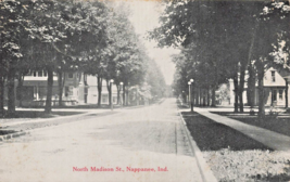 NAPPANEE INDIANA IN~NORTH MADISON STREET~1915 POSTCARD - £6.20 GBP