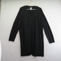 Chicos Sweater Womens Size Extra Large Duster Cardigan Black Long Sleeve... - £18.47 GBP