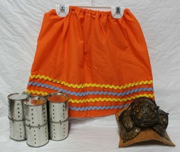 New Native American Seminole Girl Handmade Ribbon Rickrack Skirt Orange Sz Large - $31.18