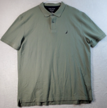 Nautica Polo Shirt Mens Size 2XL Green Knit Cotton Short Sleeve Logo Slit Collar - £6.70 GBP